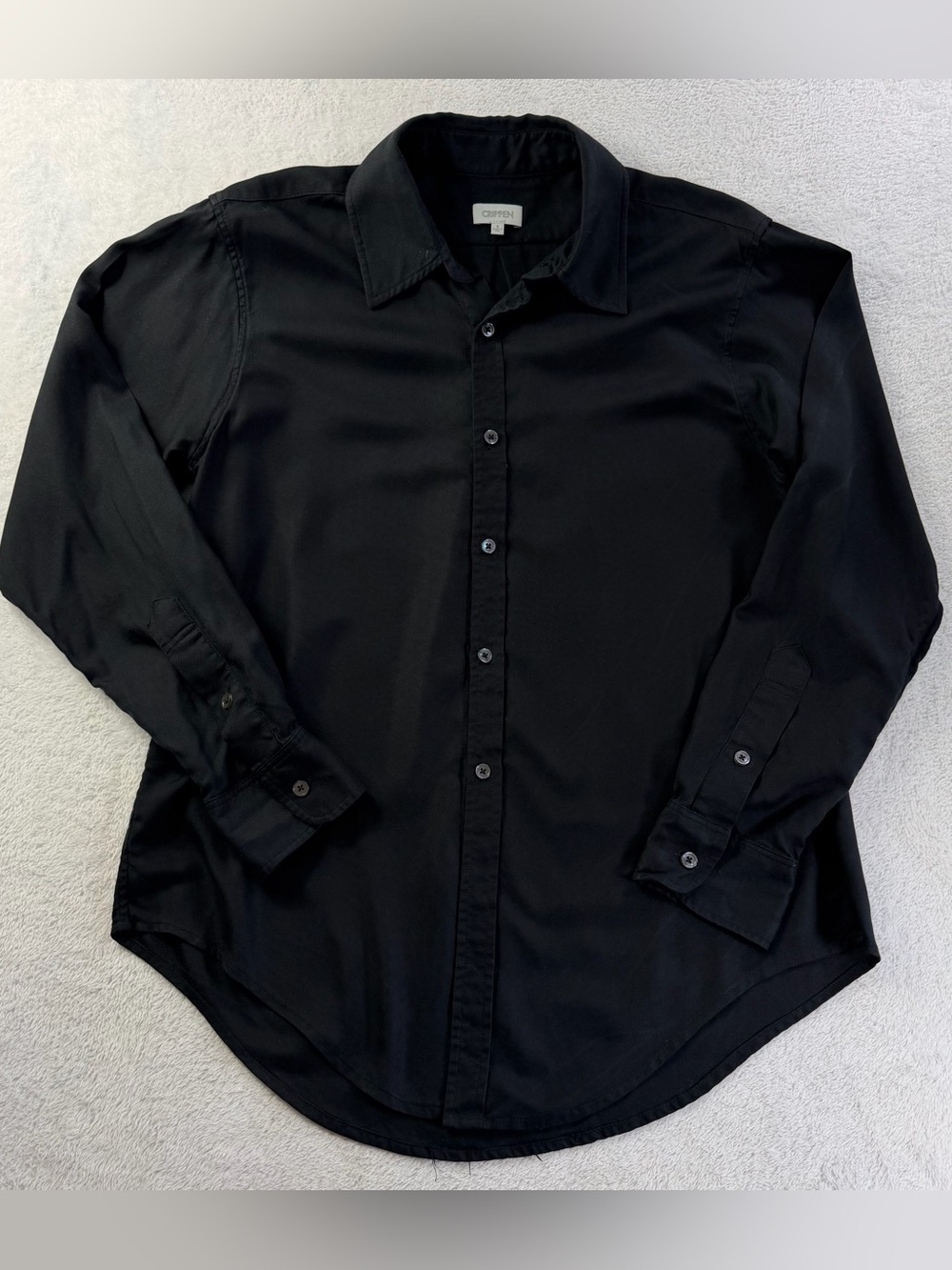 Crippen 100% Silk Button Up Shirt Black Made in USA Women’s Small